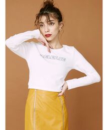 EVRIS | ラインストーンロゴトップス(Tシャツ/カットソー)