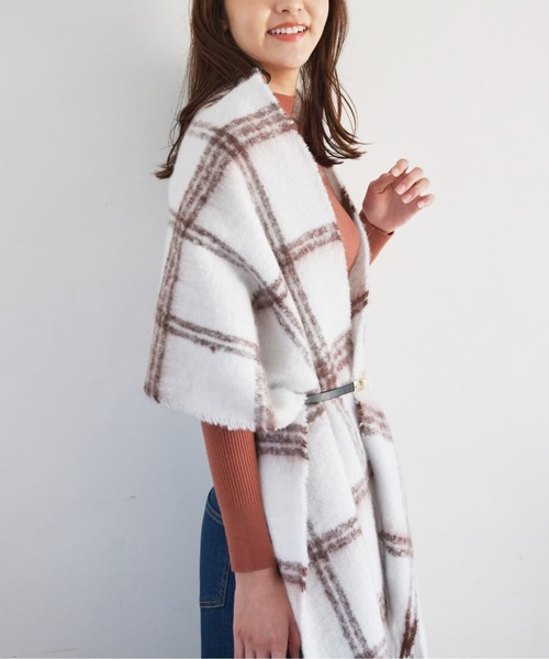 FREE'S MART（フリーズマート）の「チェックポリストール（ストール/ショール・レディース・ベージュ系その他/グレー系その他・ﾌﾘ-）」の3枚目の写真