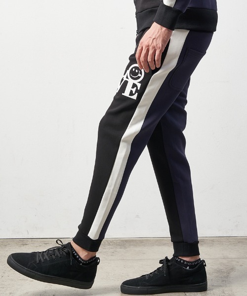 STUD MUFFIN(スタッドマフィン)の「mp10583-TRストレッチポンチヘビージェルプリント バイカラーリブパンツ(その他パンツ・メンズ・ミックスグレー/ブラック・2/3/4)」の3枚目の写真