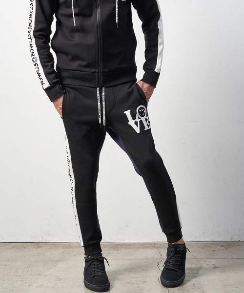 STUD MUFFIN(スタッドマフィン)の「mp10583-TRストレッチポンチヘビージェルプリント バイカラーリブパンツ(その他パンツ・メンズ・ミックスグレー/ブラック・2/3/4)」の5枚目の写真