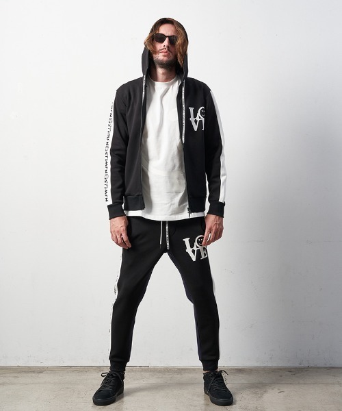 STUD MUFFIN(スタッドマフィン)の「mp10583-TRストレッチポンチヘビージェルプリント バイカラーリブパンツ(その他パンツ・メンズ・ミックスグレー/ブラック・2/3/4)」の8枚目の写真