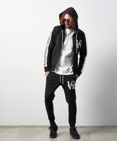 STUD MUFFIN(スタッドマフィン)の「mp10583-TRストレッチポンチヘビージェルプリント バイカラーリブパンツ(その他パンツ・メンズ・ミックスグレー/ブラック・2/3/4)」の9枚目の写真