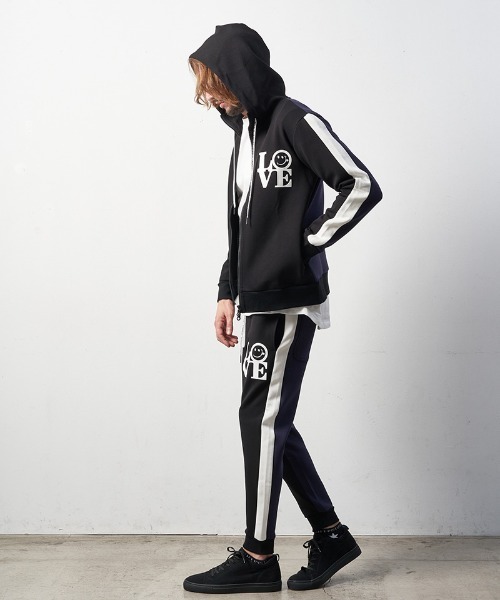 STUD MUFFIN(スタッドマフィン)の「mp10583-TRストレッチポンチヘビージェルプリント バイカラーリブパンツ(その他パンツ・メンズ・ミックスグレー/ブラック・2/3/4)」の11枚目の写真