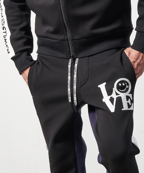 STUD MUFFIN(スタッドマフィン)の「mp10583-TRストレッチポンチヘビージェルプリント バイカラーリブパンツ(その他パンツ・メンズ・ミックスグレー/ブラック・2/3/4)」の12枚目の写真