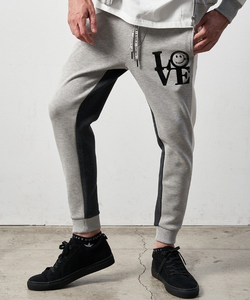 STUD MUFFIN(スタッドマフィン)の「mp10583-TRストレッチポンチヘビージェルプリント バイカラーリブパンツ(その他パンツ・メンズ・ミックスグレー/ブラック・2/3/4)」の13枚目の写真