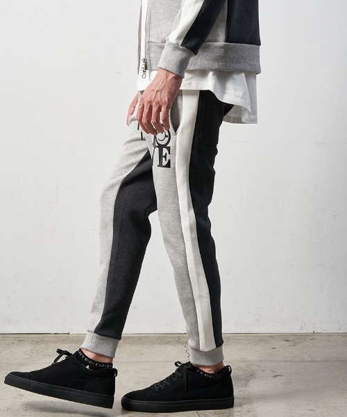 STUD MUFFIN(スタッドマフィン)の「mp10583-TRストレッチポンチヘビージェルプリント バイカラーリブパンツ(その他パンツ・メンズ・ミックスグレー/ブラック・2/3/4)」の15枚目の写真