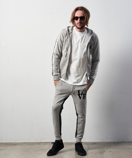 STUD MUFFIN(スタッドマフィン)の「mp10583-TRストレッチポンチヘビージェルプリント バイカラーリブパンツ(その他パンツ・メンズ・ミックスグレー/ブラック・2/3/4)」の21枚目の写真