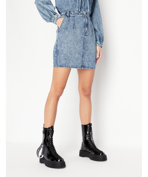 新品【A|X アルマーニ エクスチェンジ】ラインストーン　ブラックデニムスカート ARMANI EXCHANGE（アルマーニエクスチェンジ）の「【A|X アルマーニ