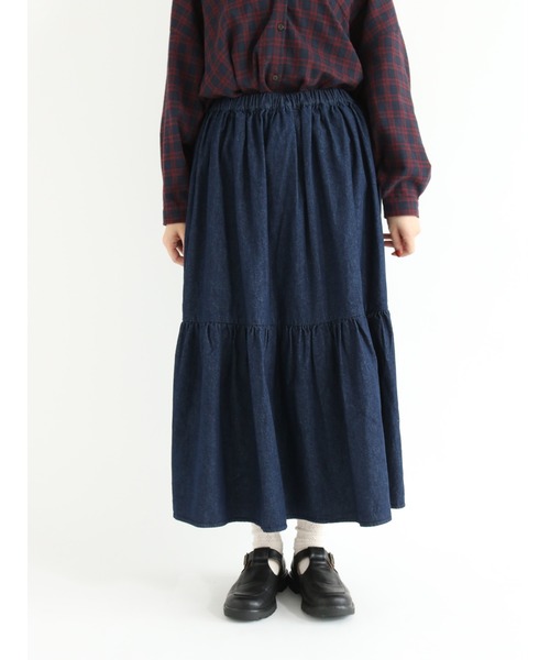 Samansa Mos2（サマンサ モスモス）の「デニム裾ティアードスカート（デニムスカート・レディース・ネイビー・ﾌﾘ-）」の6枚目の写真