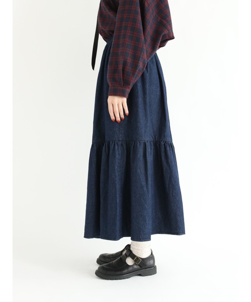 Samansa Mos2（サマンサ モスモス）の「デニム裾ティアードスカート（デニムスカート・レディース・ネイビー・ﾌﾘ-）」の7枚目の写真