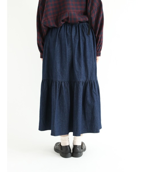 Samansa Mos2（サマンサ モスモス）の「デニム裾ティアードスカート（デニムスカート・レディース・ネイビー・ﾌﾘ-）」の8枚目の写真