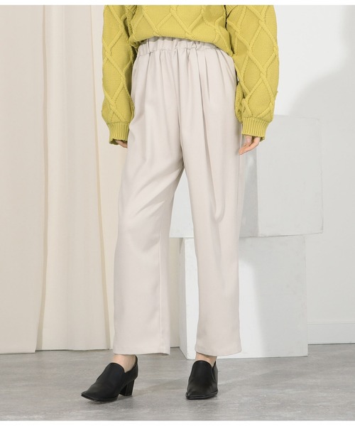 Settimissimo（セッティミッシモ）の「ブラッシュツイルギャザースラックスパンツ（スラックス・レディース・オフホワイト/モカ・M）」の4枚目の写真