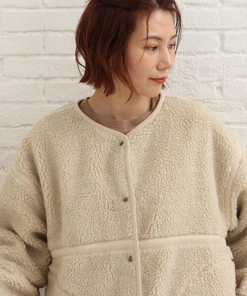 SHOO・LA・RUE(シューラルー)の「◆フェイクムートン ボア リバーシブルジャケット(ノーカラージャケット・レディース・サンドベージュ/チャコールグレー/アイボリー・04/02/03)」の7枚目の写真