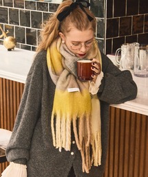 BONLECILL(ボンルシール)のマルチチェック柄 ボリュームフリンジマフラー(マフラー)