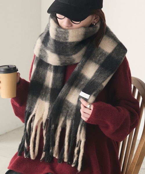 LV チェック柄マフラー フリンジ付き WOODENDOLL (ウッディンドール) チェック柄 フリンジ マフラー