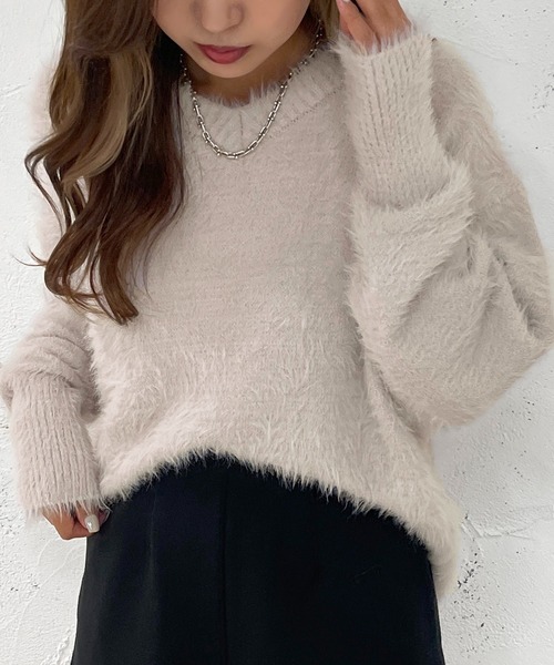 apres jour mignon（アプレジュールミニョン）の「シャギーニットプルオーバー【ZOZOTOWN限定アイテム】（ニット/セーター・レディース・パープル/ブルー系その他/アイボリー/グレー系その他/ブラック・フリー/X-LARGE）」の4枚目の写真