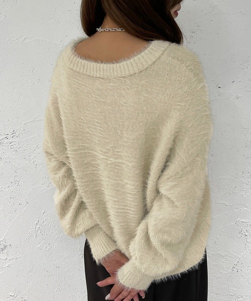 apres jour mignon（アプレジュールミニョン）の「シャギーニットプルオーバー【ZOZOTOWN限定アイテム】（ニット/セーター・レディース・パープル/ブルー系その他/アイボリー/グレー系その他/ブラック・フリー/X-LARGE）」の7枚目の写真