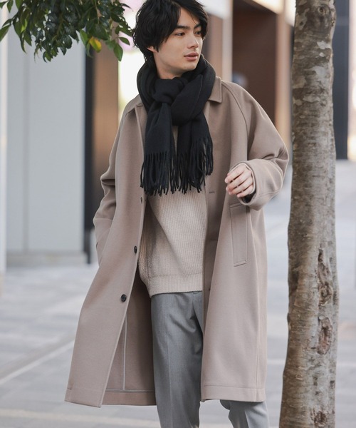 GLOBAL WORK（グローバルワーク）の「ウーリーテックロングコート/278048（ステンカラーコート・メンズ・ブラック/カーキ/チャコールグレー/ライトベージュ・MEDIUM/SMALL/LARGE）」の15枚目の写真