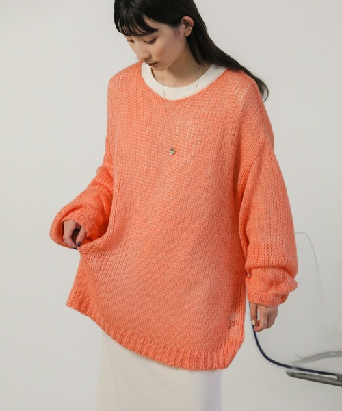 セール】Vネック透かし編みオーバーニット（ニット/セーター）｜select