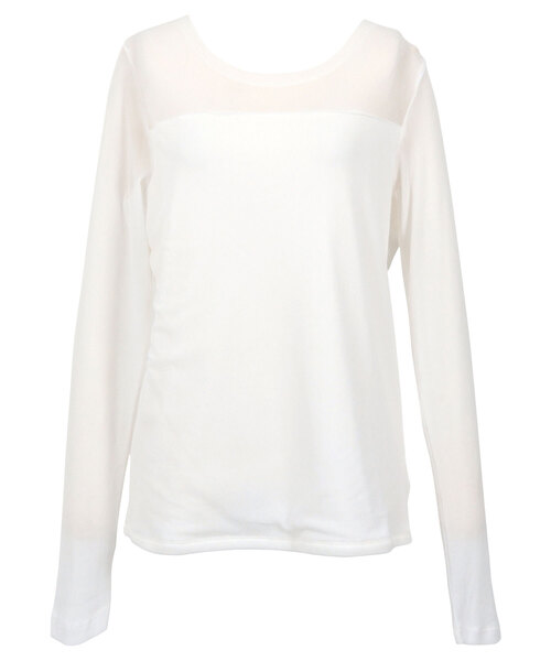 KOBE LETTUCE（コウベレタス）の「[ 裏起毛 ]暖か裏地レースシアートップス（その他トップス・レディース・ブラック/アイボリー/ホワイト系その他/ブラック系その他/ブラウン系その他/カーキ系/ブラック系/ブラック系その他2/オフホワイト/ブラック系その他3・L/M/L1/M1）」の2枚目の写真