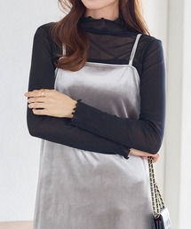 [ 裏起毛 ]暖か裏地レースシアートップス