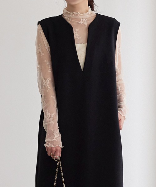 KOBE LETTUCE（コウベレタス）の「[ 裏起毛 ]暖か裏地レースシアートップス（その他トップス・レディース・ブラック/アイボリー/ホワイト系その他/ブラック系その他/ブラウン系その他/カーキ系/ブラック系/ブラック系その他2/オフホワイト/ブラック系その他3・L/M/L1/M1）」の14枚目の写真