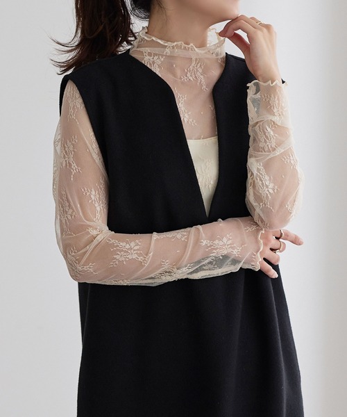 KOBE LETTUCE（コウベレタス）の「[ 裏起毛 ]暖か裏地レースシアートップス（その他トップス・レディース・ブラック/アイボリー/ホワイト系その他/ブラック系その他/ブラウン系その他/カーキ系/ブラック系/ブラック系その他2/オフホワイト/ブラック系その他3・L/M/L1/M1）」の20枚目の写真