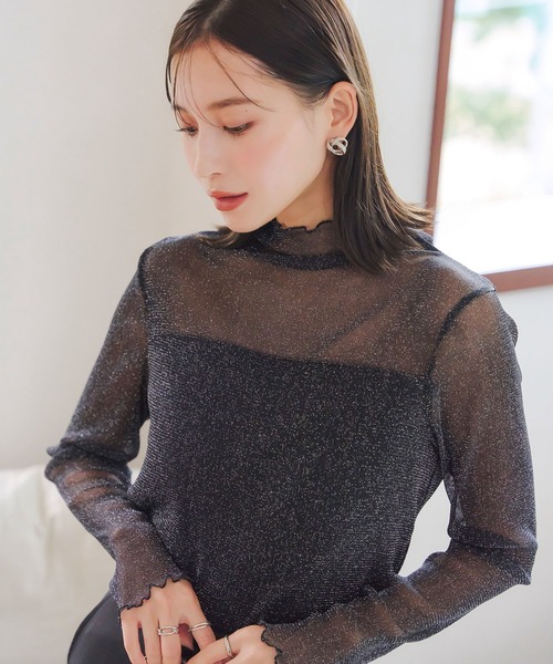 KOBE LETTUCE（コウベレタス）の「[ 裏起毛 ]暖か裏地レースシアートップス（その他トップス・レディース・ブラック/アイボリー/ホワイト系その他/ブラック系その他/ブラウン系その他/カーキ系/ブラック系/ブラック系その他2/オフホワイト/ブラック系その他3・L/M/L1/M1）」の16枚目の写真