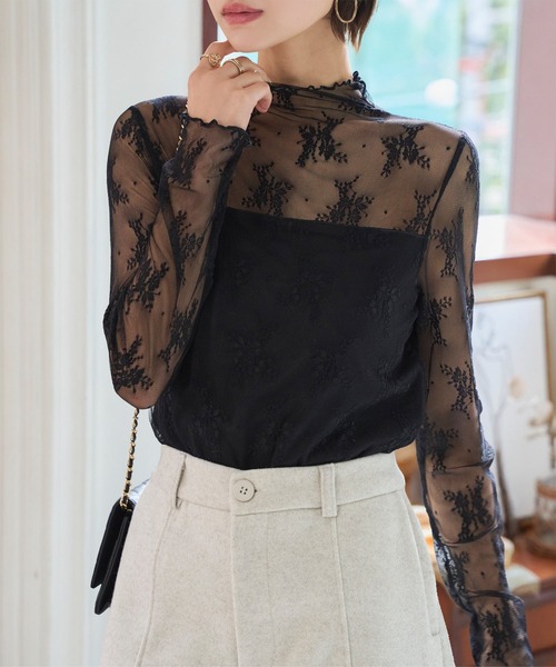 裏起毛 ]暖か裏地レースシアートップス（その他トップス）｜KOBE