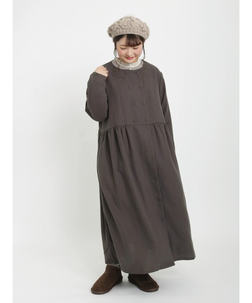 Samansa Mos2（サマンサ モスモス）の「ダブル釦ワンピース（ワンピース・レディース・キナリ/ネイビー/グレー・ﾌﾘ-）」の3枚目の写真