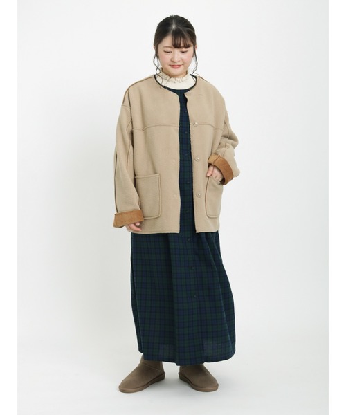 Samansa Mos2（サマンサ モスモス）の「ダブル釦ワンピース（ワンピース・レディース・キナリ/ネイビー/グレー・ﾌﾘ-）」の14枚目の写真