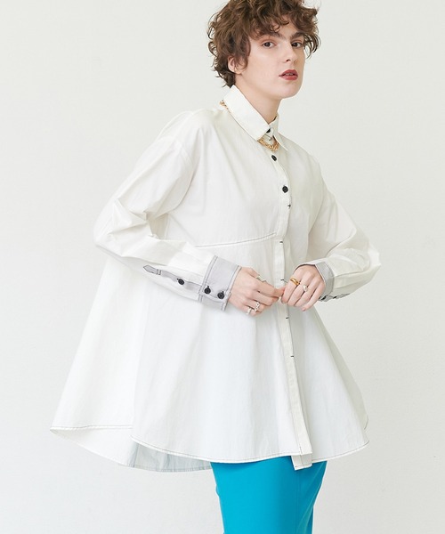 casane（カサネ）の「アシメヘムデザインシャツ（シャツ/ブラウス・レディース・ホワイト/ブラック・FREE）」の17枚目の写真