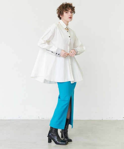 casane（カサネ）の「アシメヘムデザインシャツ（シャツ/ブラウス・レディース・ホワイト/ブラック・FREE）」の13枚目の写真