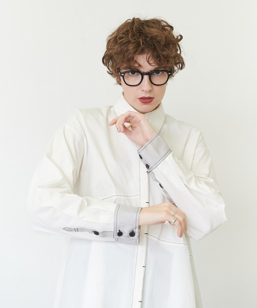 casane（カサネ）の「アシメヘムデザインシャツ（シャツ/ブラウス・レディース・ホワイト/ブラック・FREE）」の5枚目の写真