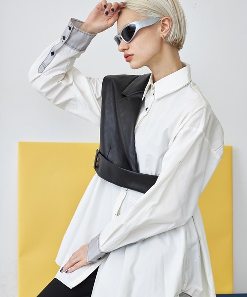 casane（カサネ）の「アシメヘムデザインシャツ（シャツ/ブラウス・レディース・ホワイト/ブラック・FREE）」の18枚目の写真