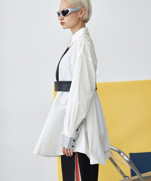 casane（カサネ）の「アシメヘムデザインシャツ（シャツ/ブラウス・レディース・ホワイト/ブラック・FREE）」の19枚目の写真