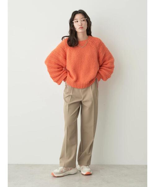 earth music&ecology（アースミュージックアンドエコロジー）の「袖ガーター編みニットプルオーバー（ニット/セーター・レディース・オフホワイト/サックスブルー/ラベンダー/オレンジ・FREE）」の9枚目の写真