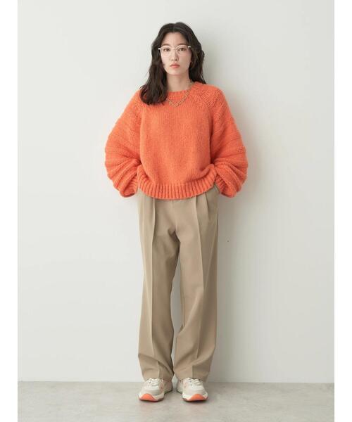 earth music&ecology（アースミュージックアンドエコロジー）の「袖ガーター編みニットプルオーバー（ニット/セーター・レディース・オフホワイト/サックスブルー/ラベンダー/オレンジ・FREE）」の10枚目の写真