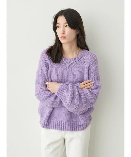 earth music&ecology（アースミュージックアンドエコロジー）の「袖ガーター編みニットプルオーバー（ニット/セーター・レディース・オフホワイト/サックスブルー/ラベンダー/オレンジ・FREE）」の15枚目の写真