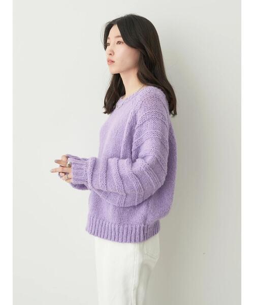 earth music&ecology（アースミュージックアンドエコロジー）の「袖ガーター編みニットプルオーバー（ニット/セーター・レディース・オフホワイト/サックスブルー/ラベンダー/オレンジ・FREE）」の16枚目の写真