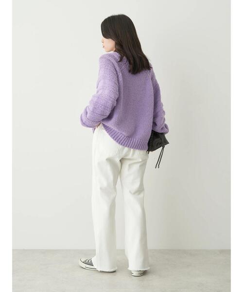 earth music&ecology（アースミュージックアンドエコロジー）の「袖ガーター編みニットプルオーバー（ニット/セーター・レディース・オフホワイト/サックスブルー/ラベンダー/オレンジ・FREE）」の20枚目の写真