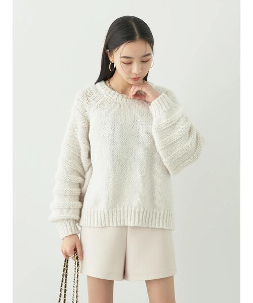 earth music&ecology（アースミュージックアンドエコロジー）の「袖ガーター編みニットプルオーバー（ニット/セーター・レディース・オフホワイト/サックスブルー/ラベンダー/オレンジ・FREE）」の21枚目の写真