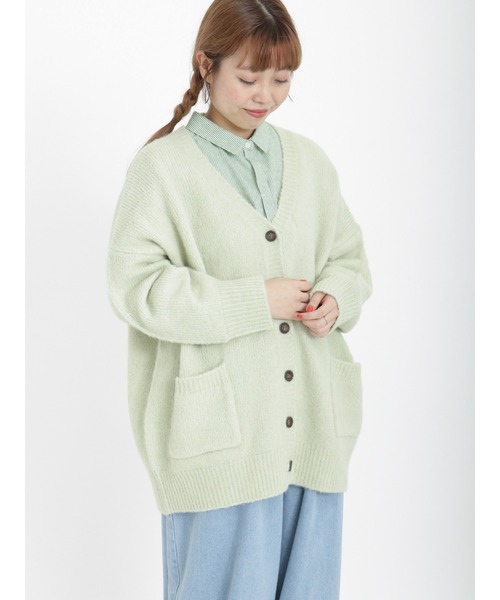 Samansa Mos2(サマンサ モスモス)の「Vネックロングカーディガン(カーディガン/ボレロ・レディース・グリーン/ベージュ/チャコール/キナリ・フリ-)」の8枚目の写真