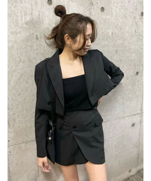 EVRIS（エヴリス）の「ラップデザインミニスカート【セットアップ着用可能】（スカート・レディース・パープル/ブラック/グレー・SMALL/MEDIUM）」の6枚目の写真