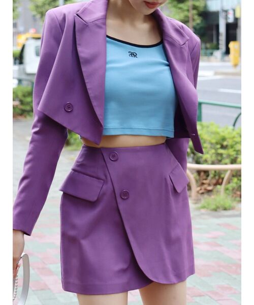 EVRIS（エヴリス）の「ラップデザインミニスカート【セットアップ着用可能】（スカート・レディース・パープル/ブラック/グレー・SMALL/MEDIUM）」の9枚目の写真