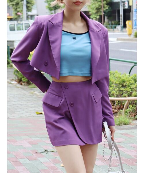 EVRIS（エヴリス）の「ラップデザインミニスカート【セットアップ着用可能】（スカート・レディース・パープル/ブラック/グレー・SMALL/MEDIUM）」の10枚目の写真