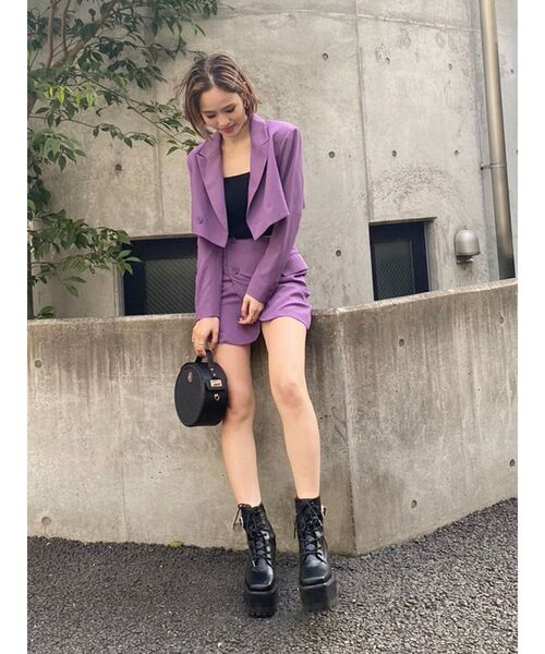 EVRIS（エヴリス）の「ラップデザインミニスカート【セットアップ着用可能】（スカート・レディース・パープル/ブラック/グレー・SMALL/MEDIUM）」の15枚目の写真