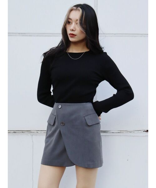 EVRIS（エヴリス）の「ラップデザインミニスカート【セットアップ着用可能】（スカート・レディース・パープル/ブラック/グレー・SMALL/MEDIUM）」の16枚目の写真