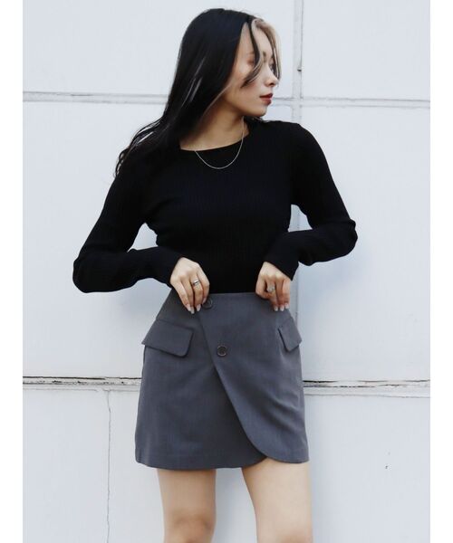 EVRIS（エヴリス）の「ラップデザインミニスカート【セットアップ着用可能】（スカート・レディース・パープル/ブラック/グレー・SMALL/MEDIUM）」の17枚目の写真