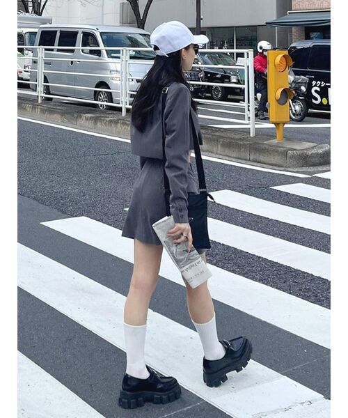 EVRIS（エヴリス）の「ラップデザインミニスカート【セットアップ着用可能】（スカート・レディース・パープル/ブラック/グレー・SMALL/MEDIUM）」の21枚目の写真